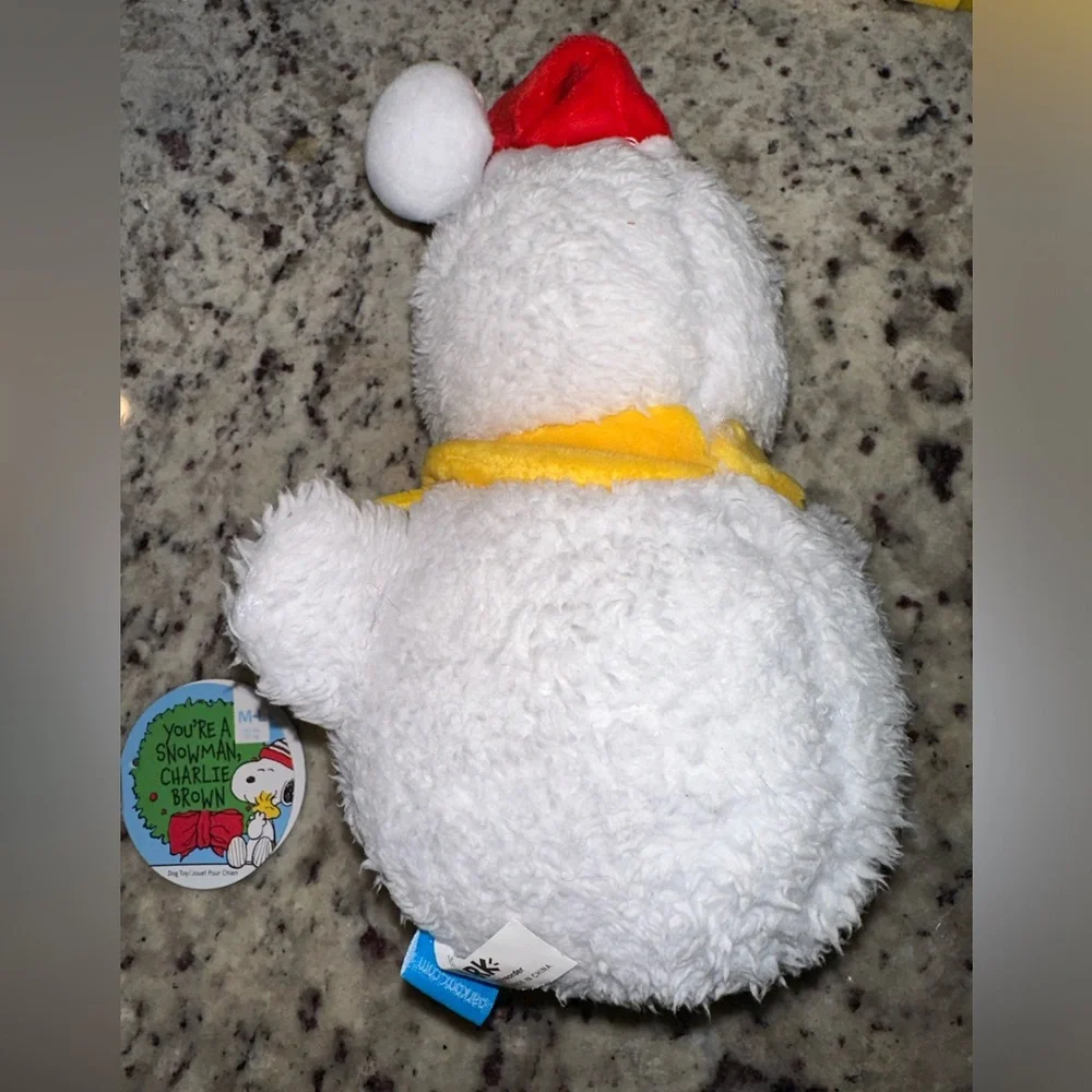 Bark Snowman Dog Toy - Red, Yellow, White